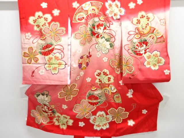 JAPANESE KIMONO / CHILDRENS KIMONO / BELL / CHERRY BLOSSOM PATTERN (WI